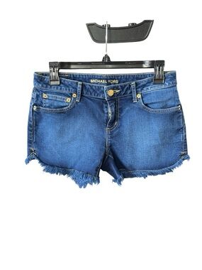 Michael Kors Bright Blue Denim Frayed Hem Women's Shorts